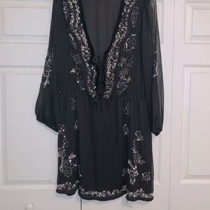 Sheer Black Bedazzled Dress by Catherine Malandrino XL